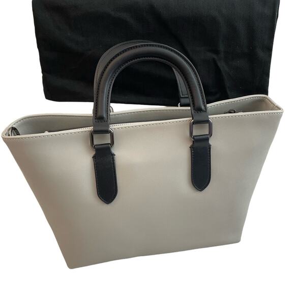 BOLVAINT PARIS Veronique Gray Leather Tote Black Handles Detachable Strap NWOT - Picture 3 of 11